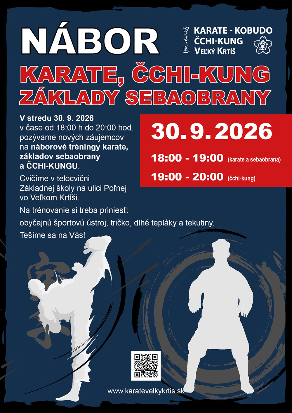 Nábor karate, kobudo, základy sebaobrany a čchi-kung